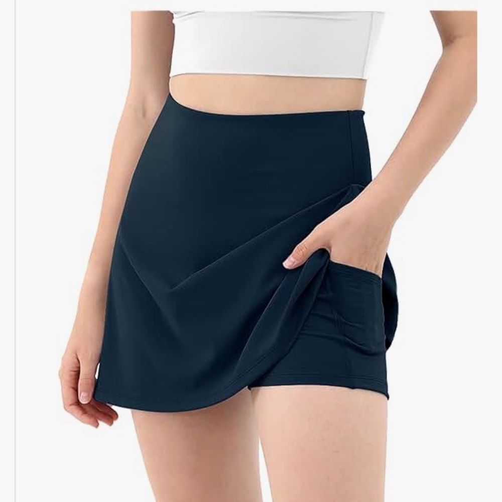 Women's Athletic Tennis Skorts with Pockets Built-in Shorts Golf Active Skirts M